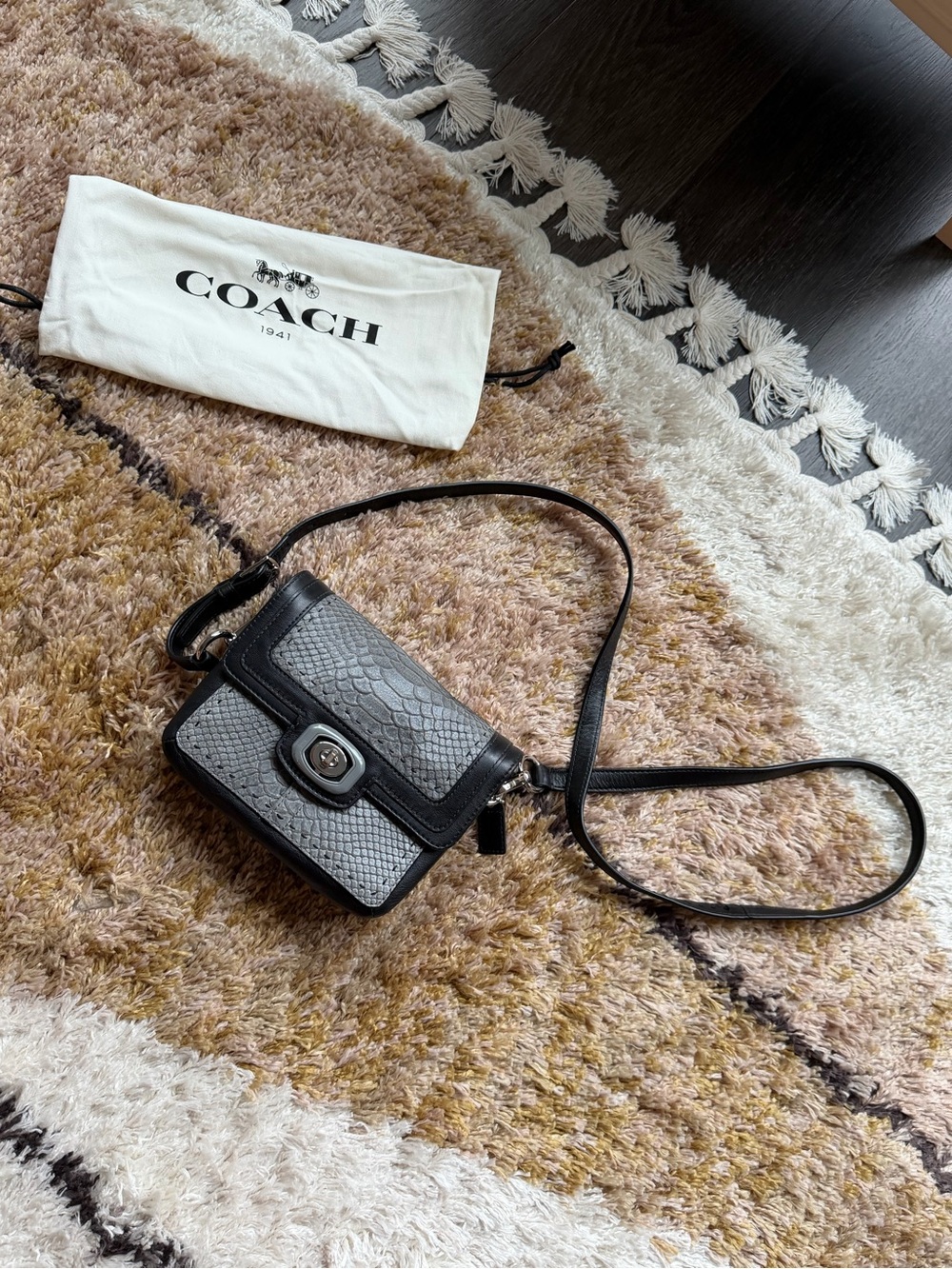 Coach Limited Edition Pinnacle Python Embossed Exotic Color-block Crossbody